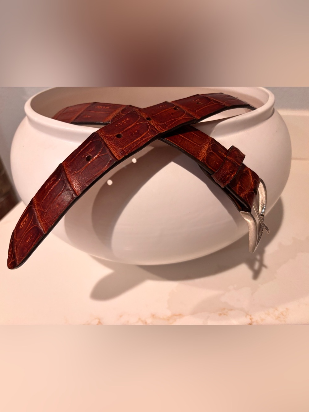 Trafalgar Genuine Crocodile Men’s Brown Belt - Picture 3 of 3